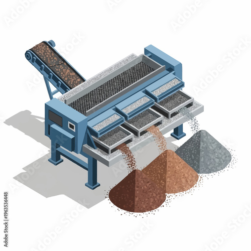 Industrial Sorting Machine Processing Materials into Piles.