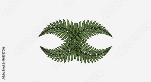 Intricate symmetrical green fern frond design