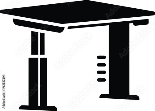 A simple black silhouette of a gazebo or pavilion structure against a white background silhouette