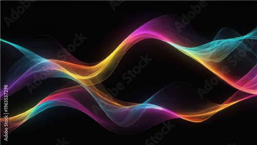 A vibrant and dynamic image, featuring colorful, flowing lines that dance across a dark canvas, evoking feelings of energy and abstract beauty.