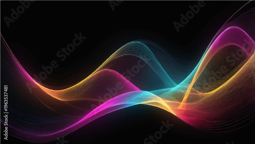 Vibrant, flowing waves of light ripple across the canvas, showcasing a spectrum of colors in a stunning display of digital art, evoking a sense of movement, energy, and artistic creativity.