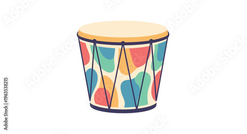 Colorful Djembe Drum with Vibrant Patterns.