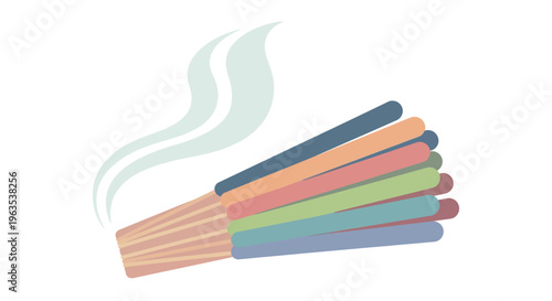 Colorful Incense Sticks with Rising Smoke.