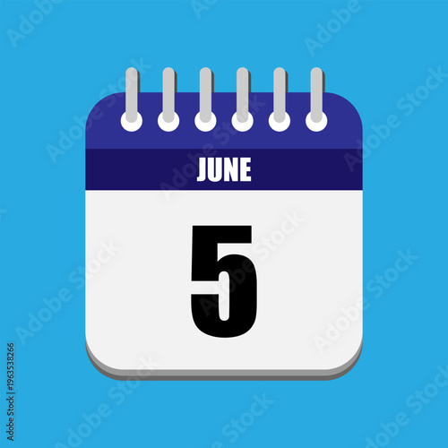 Calendar icon with the number 5 on it and the month of June displayed prominently