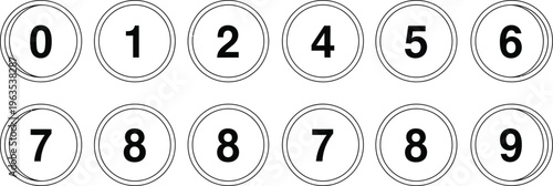 A set of numbered circles with digits 0 9