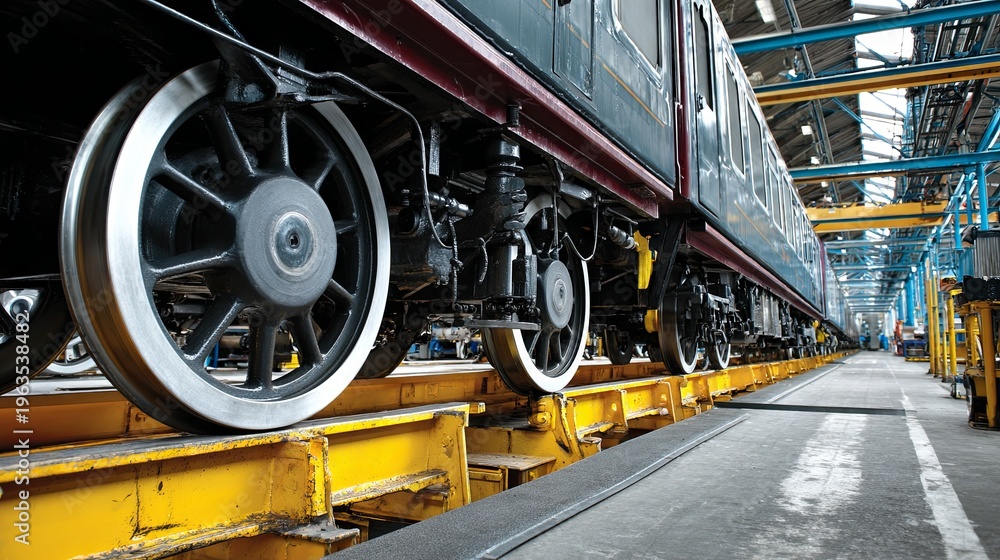 Fototapeta premium Train wheels set on a maintenance platform