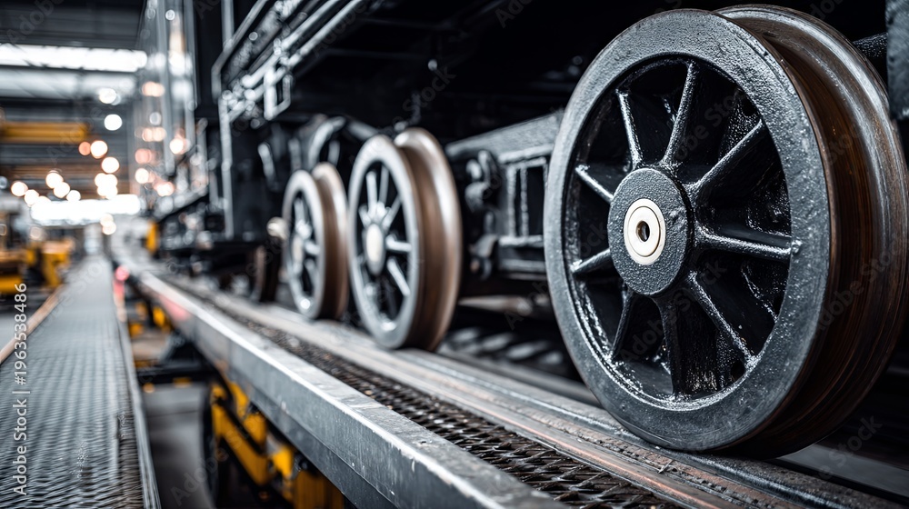 Fototapeta premium Train wheels set on a maintenance platform
