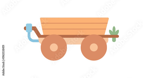 Cartoon Style Wooden Wheelbarrow Illustration.