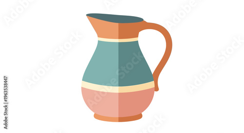 Colorful Ceramic Jug with Handle Illustration.