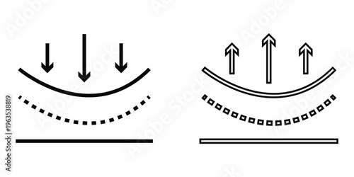 Elasticity icons. editable stroke icon collection eps 10.