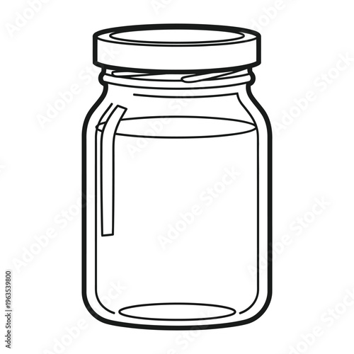 Simple Glass Jar Vector Icon, Clear Container with Lid, Food Storage and Preservation Symbol, Minimalist Outline Graphic