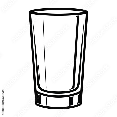 Tall Glass Vector Icon, Simple Barware Silhouette, Clear Drinkware Outline, Empty Beverage Container Graphic