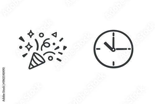 A minimalist vector illustration featuring two black line icons on a