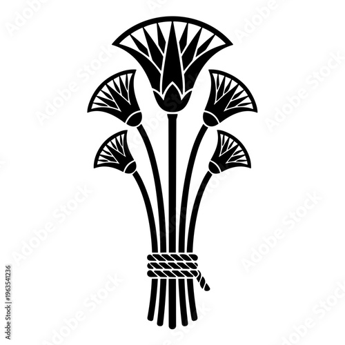 icon Ancient Egyptian lotus flower illustration vector