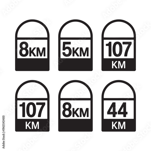 Speed limit signs displaying various kilometer restrictions are shown