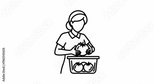 Person collecting fresh produce into a container