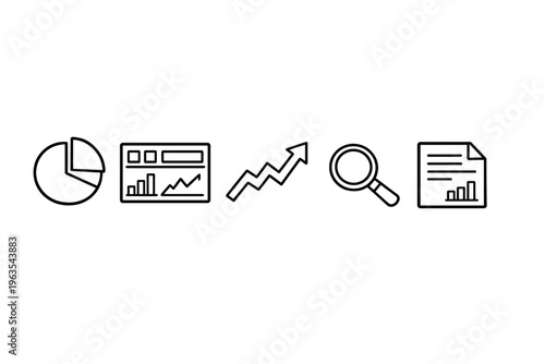 Charts and graphs show data trends and analysis for business metrics in an office setting during a workday