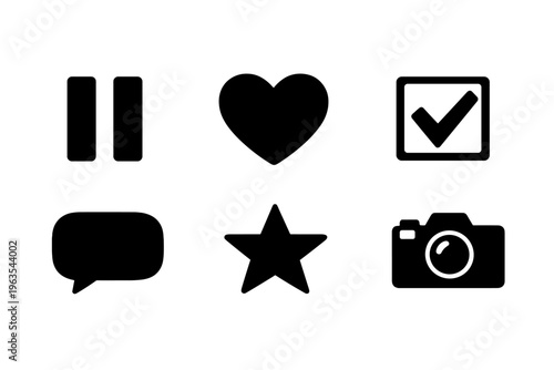 Icons representing common actions and emotions for use in digital design and communication