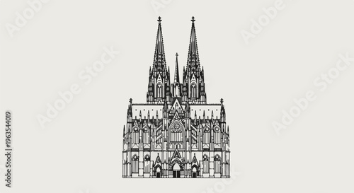 Ornate gothic cathedral with twin spires and intricate facade detail