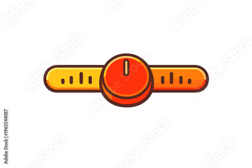 Control dial with orange band and round center design used in various devices for adjusting settings