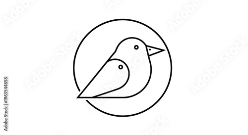 Minimalist Bird Logo Design in Circle, Isolated White Background