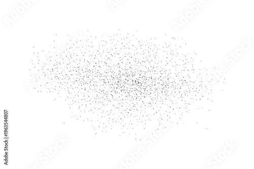 Black dust particles splash, grainy noise texture isolated on white background