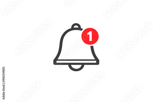 Notification bell shows one alert signal on a simple background