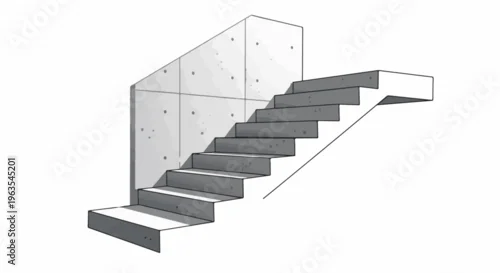 Obraz Modern concrete staircase with shadow and textured wall
