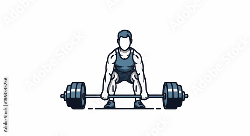 Muscular figure in athletic wear preparing to lift a heavy barbell