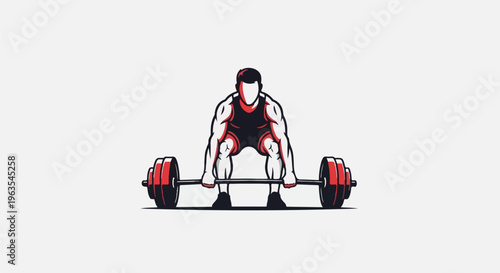 Muscular figure in athletic attire preparing to lift a heavy barbell