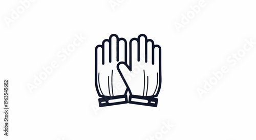 Minimalist outline of two closed, cupped hands wearing gloves