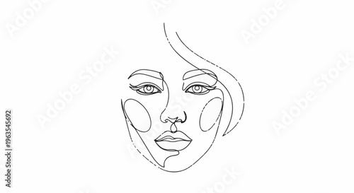 Minimalist one-line drawing of a woman's face, with subtle texture in the lines