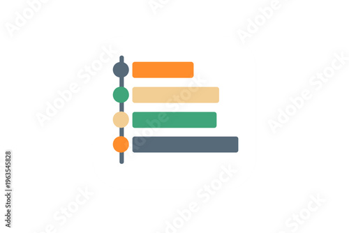 Colorful bars and circles arranged vertically in a simple design for digital apps or web interfaces