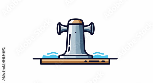 Nautical bollard with water waves, symbolizing maritime connection