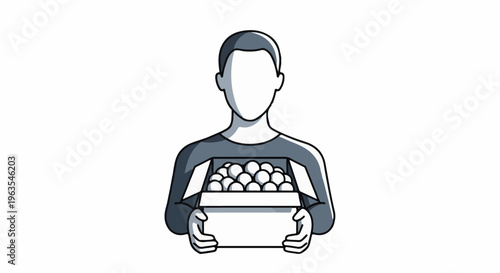 Person holding box full of round objects