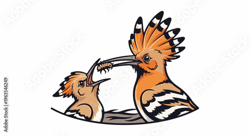 Parent bird feeds its chick a worm, a moment of nurture and nature's cycle