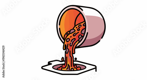 Molten material pouring from a container into a mold