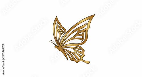 Ornate golden butterfly silhouette with intricate wing patterns against white