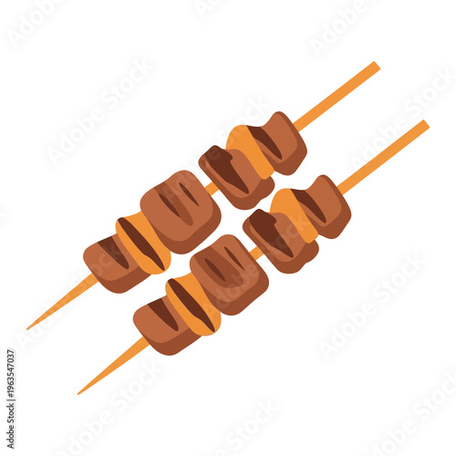 Grilled meat skewers vector illustration for barbecue and street food