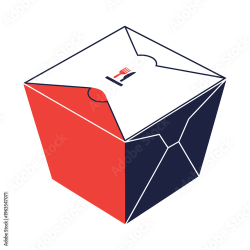 Isometric Takeout Food Box Illustration for Delivery and Fast Food Service