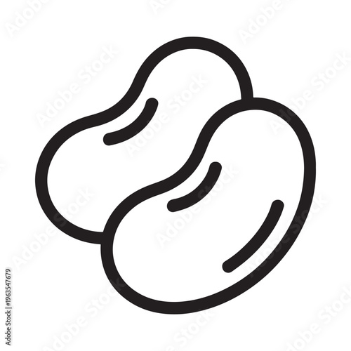 Simple line drawing depicts two peanuts connected showcasing a common legume