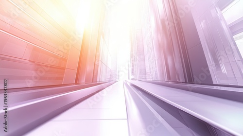 Futuristic sleek modern buildings in a bright urban cityscape representing technological advancement and sustainable design