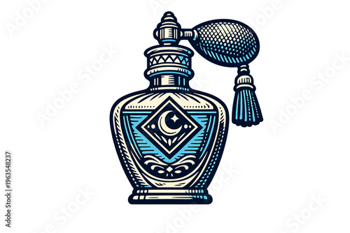 Decorative perfume bottle with a vintage design showcasing craftsmanship and artistic details