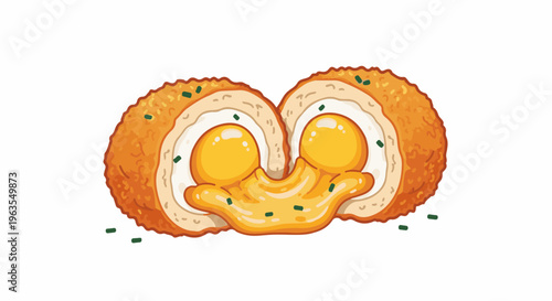 Pixel art depiction of a fried food item with melted cheese and chives
