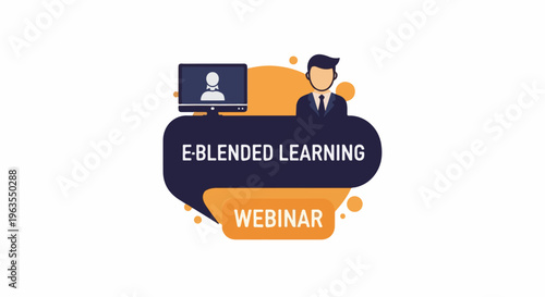Person attending a webinar on blended learning via a computer screen
