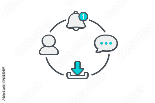 Notification system showing user interaction with messages and alerts on a digital platform