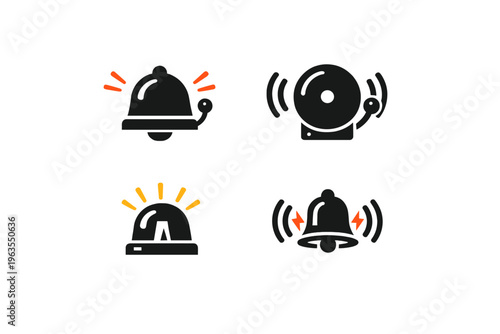 Different types of bells and alarms used for alerts and notifications in various settings at different times