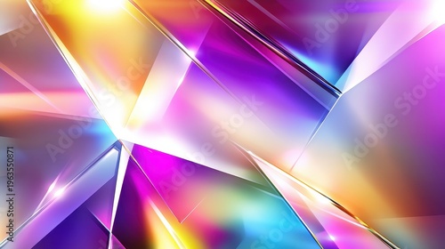 Vibrant Abstract Geometric Light Reflections with Dynamic Angles and Colorful Gradients