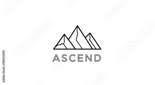 Minimalist mountain peak logo with 'ASCEND' text for outdoor and adventure branding, isolated white background.