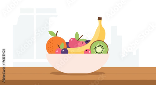 Fresh Fruit and Juice in Bowl.